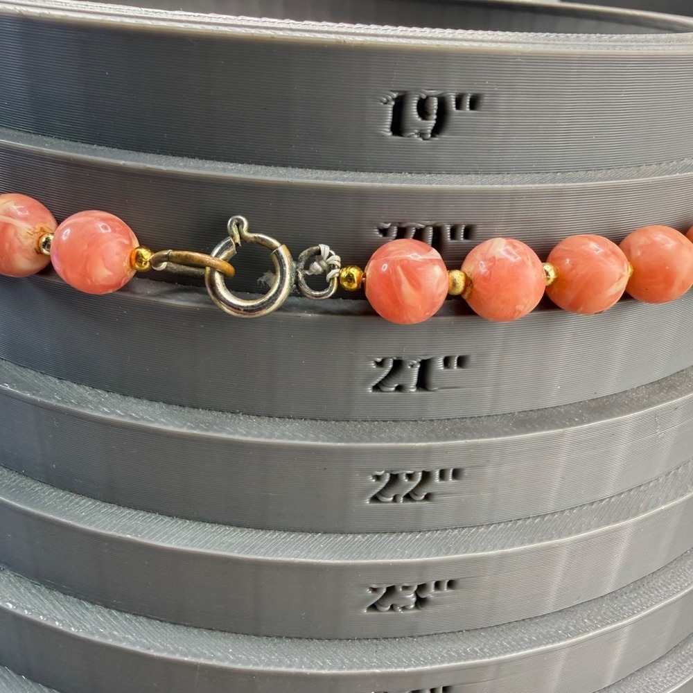 Vintage Beaded Necklace Salmon Pink Acrylic 21" - Picture 5 of 7